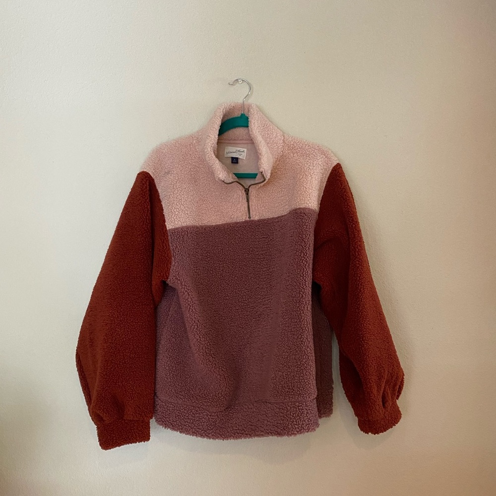 Color block teddy jacket